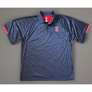 Boston Red Sox Majestic Short Sleeve Golf Polo Shirt Blue MLB Logo 3XLT JBHS